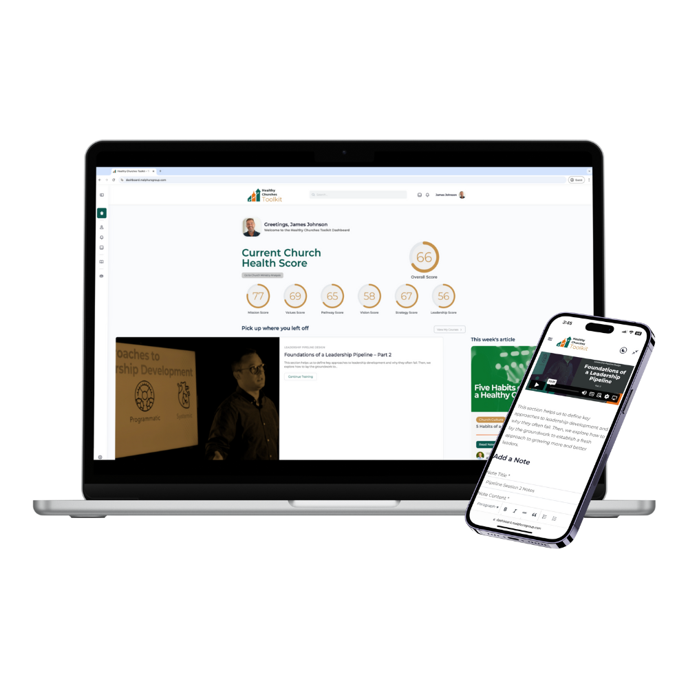 Healthy Churches Toolkit dashboard